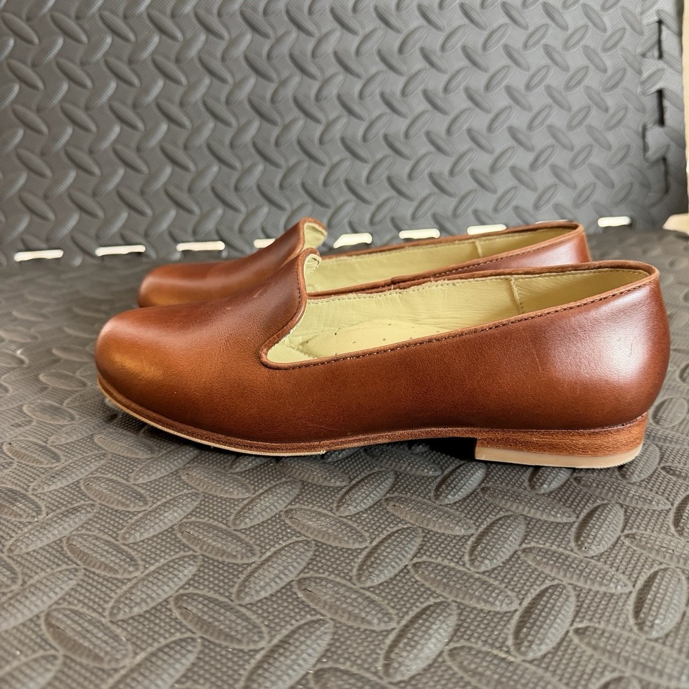 Nisolo Loafers Genuine Leather Smoking Shoes Slip On Women Size 6 Brandy EUC!
